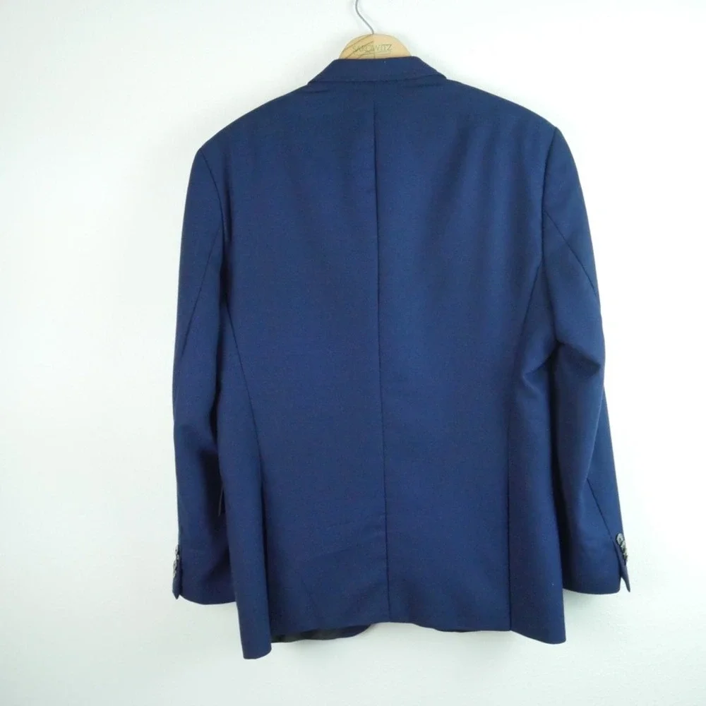 Hugo Boss Mens Blue Wool Stretch Hutson Blazer Jacket Lanificio Tesse Biella 42S